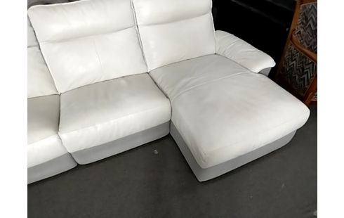 CANAPE PANORAMIQUE CUIR BLANC ET GRIS 1 RELAX