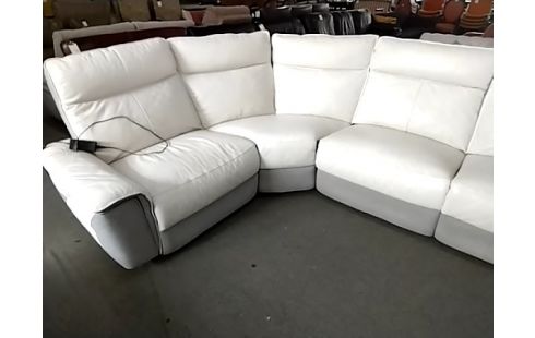 CANAPE PANORAMIQUE CUIR BLANC ET GRIS 1 RELAX