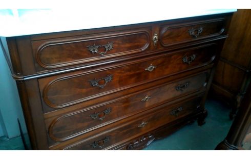 KOMMODE MAHAGONI-PYRAMIDE, , SPIEGEL MARMORSTEIN STIL LUDWIG XV 5 SCHUBLADEN