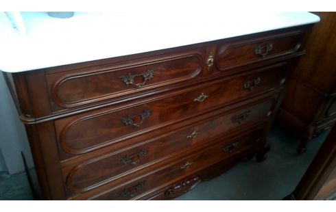 KOMMODE MAHAGONI-PYRAMIDE, , SPIEGEL MARMORSTEIN STIL LUDWIG XV 5 SCHUBLADEN