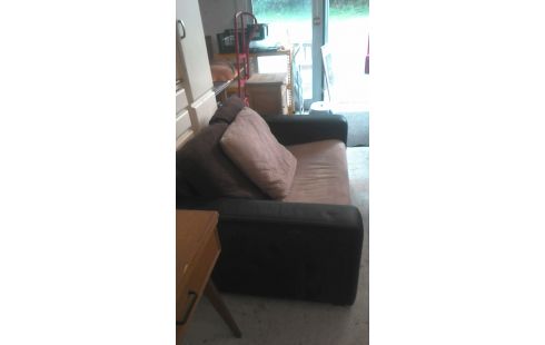 SOFA LEDER STOFF ROTBRAUN