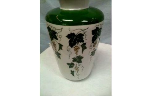 VASE PORZELLAN WEIß GRÜN WEINLAUBE 60ER