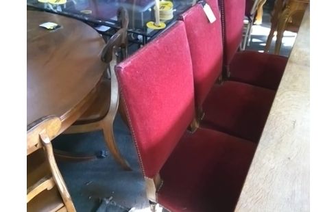 4 CHAISES RUSTIQUE TISSU ROUGE