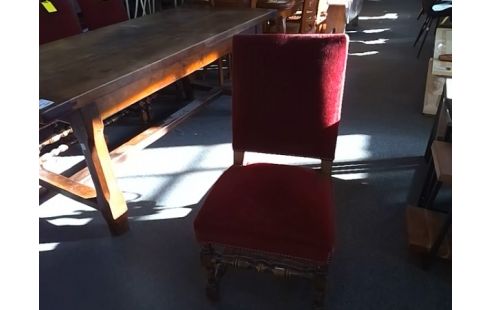 4 CHAISES RUSTIQUE TISSU ROUGE