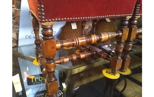 4 CHAISES RUSTIQUE TISSU ROUGE