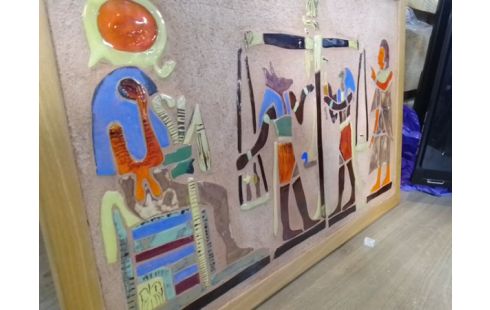 TABLEAU TERRE CUITE EMAILLE TYPE EGYPTE