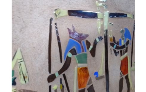 TABLEAU TERRE CUITE EMAILLE TYPE EGYPTE