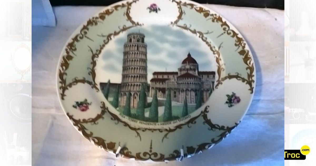 Assiette Décorative Souvenir - Pise - Italie - Très Bon état
