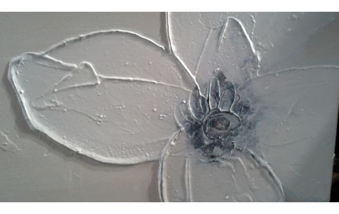 CANEVAS FLEUR BLANCHE MET ECRU