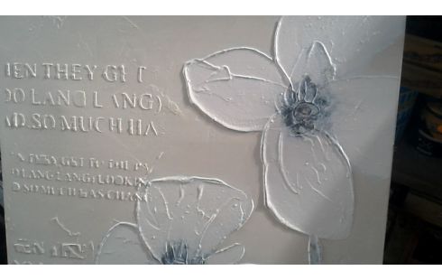 CANEVAS FLEUR BLANCHE MET ECRU