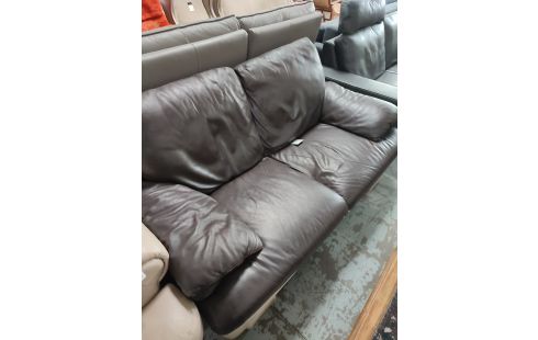 CANAPE 2 PLACES CUIR MARRON/CREME