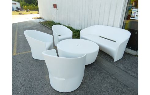 SALON DE JARDIN SERRALUNGA BANQUETTE FAUTEUILS TABLE