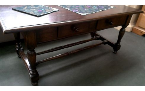 MESA DE SALÓN MACIZO ROBLE 2 CAJONES