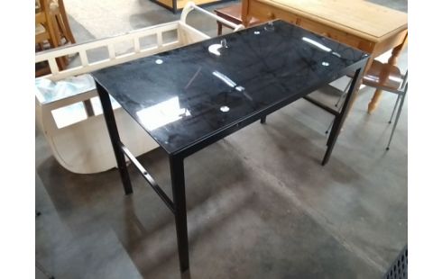 BUREAU VERRE TREMPÉ NOIR METAL