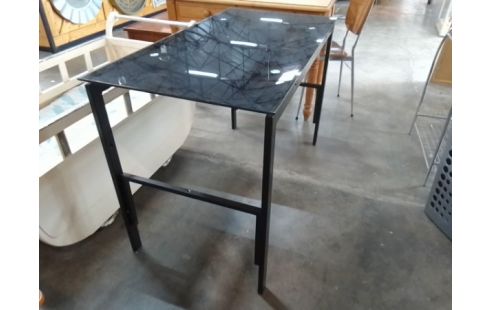 BUREAU VERRE TREMPÉ NOIR METAL