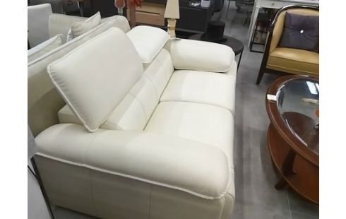 CANAPE CUIR CREME 2 PLACES