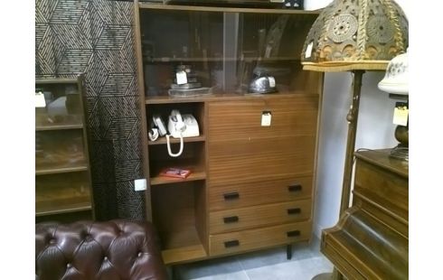 MEUBLE PORTE COULISSANTES EN VERRE 3 TIROIRS ANNEE 60