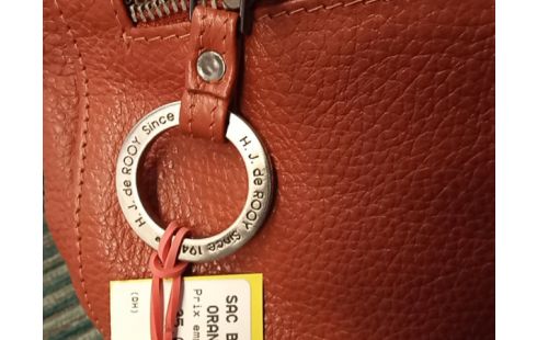 SAC BANDOULIERE CUIR ORANGE DE ROOY