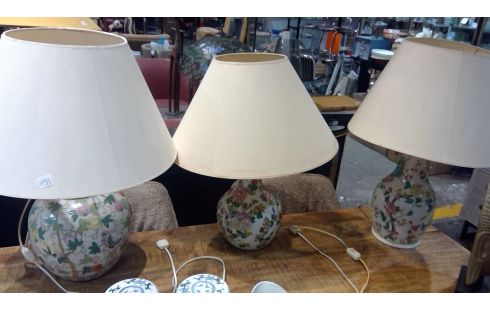 LÁMPARA, , JARRÓN DE PORCELANA