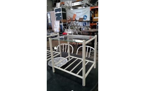 PAIRE DE CHEVETS METAL/VERRE