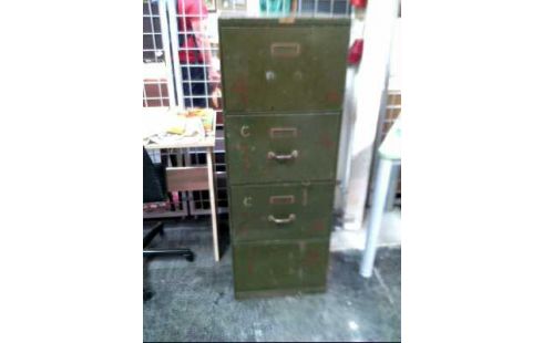 AKTENSCHRANK METALL GRÜN 4-SCHUB. VINTAGE