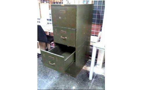 AKTENSCHRANK METALL GRÜN 4-SCHUB. VINTAGE