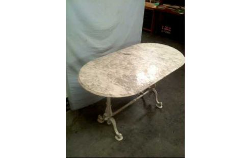 GARTENTISCH GUSSEISEN MARMORPLATTE VERZIERT