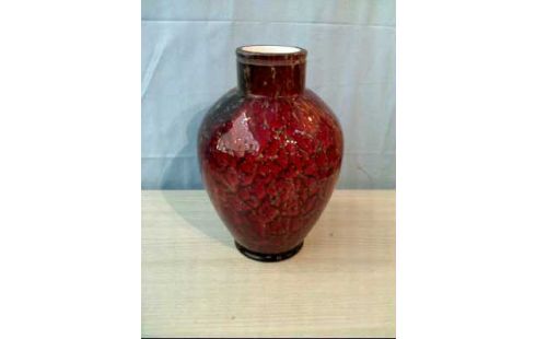 VASE GLAS ROT VINTAGE GEMUSTERT <WMF IKORA>