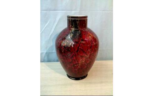VASE GLAS ROT VINTAGE GEMUSTERT <WMF IKORA>