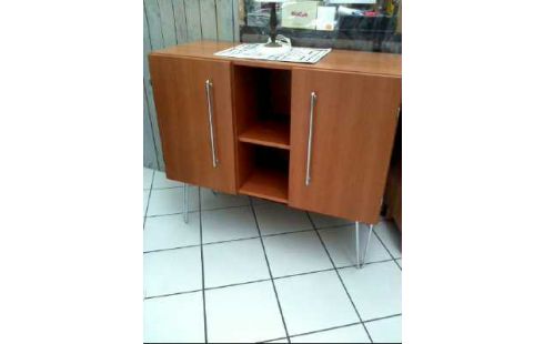 SIDEBOARD HOLZ 2-TÜREN 6-EBENEN METALLBEINE