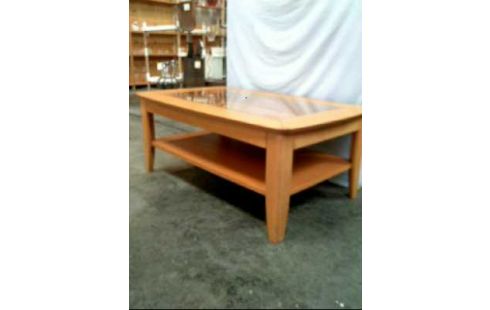 COUCHTISCH HOLZ 2-EB. 1-SCHUB. GLASPLATTE