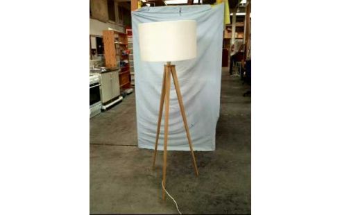 STEHLAMPE 1-LEUCHTE 3-HOLZFÜßE STOFFSCHIRM