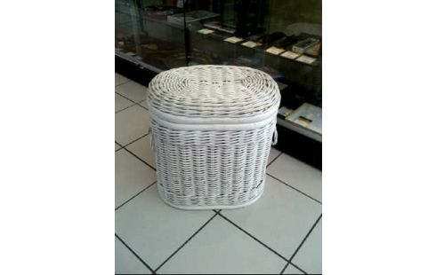 WÄSCHEKORB RATTAN WEISS OVAL