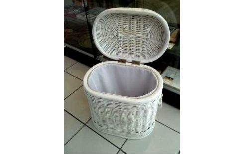 WÄSCHEKORB RATTAN WEISS OVAL