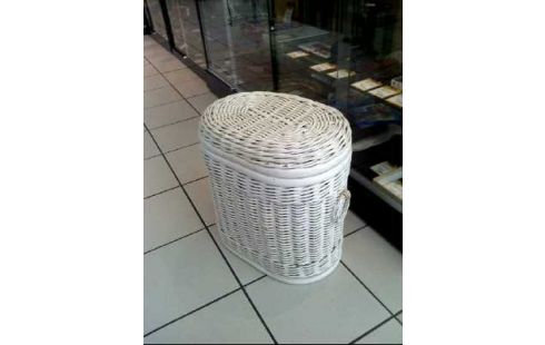 WÄSCHEKORB RATTAN WEISS OVAL