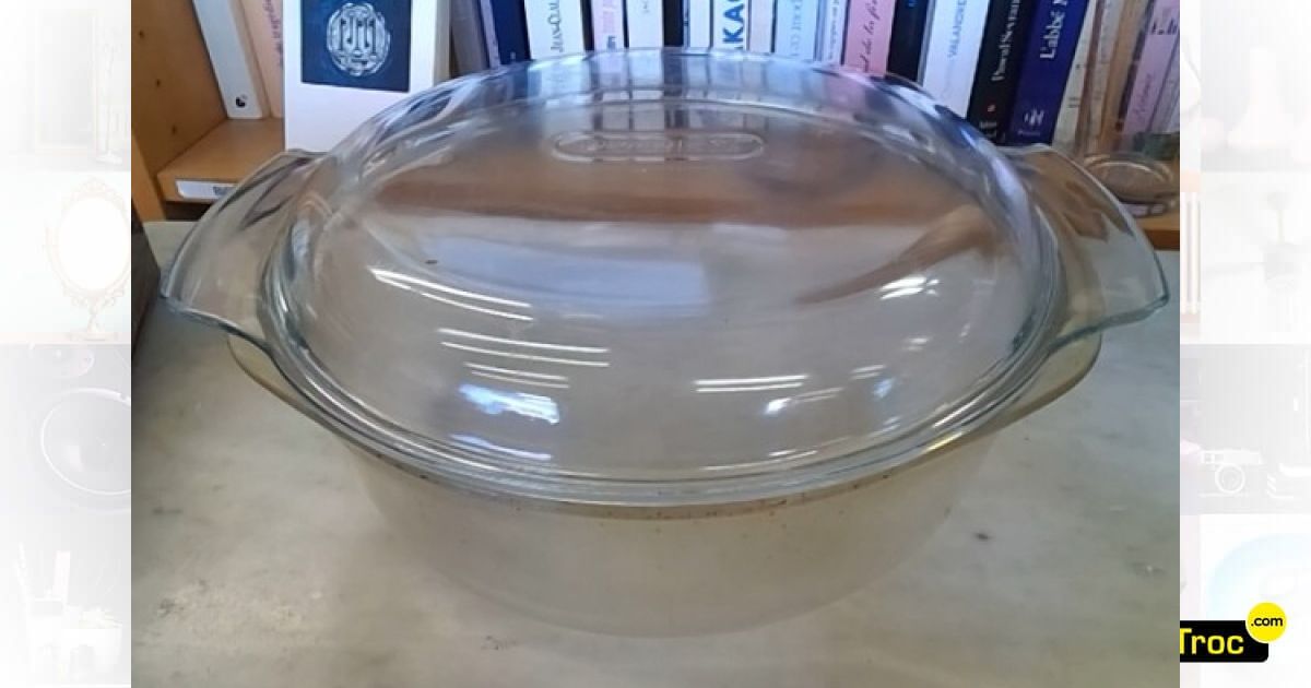 Pyrex Plat de cuisson profond en verre avec couvercle en plastique