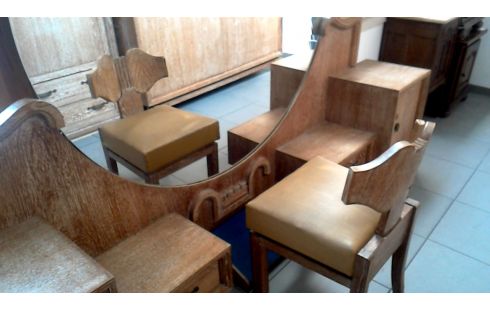 COMMODE, , MIROIR ART DECO. CERUSE GRAND 2 PORTES / 2 TIROIRS