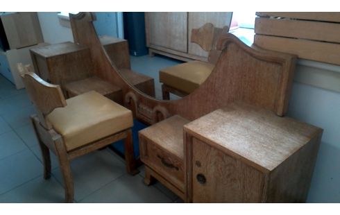 COMMODE, , MIROIR ART DECO. CERUSE GRAND 2 PORTES / 2 TIROIRS