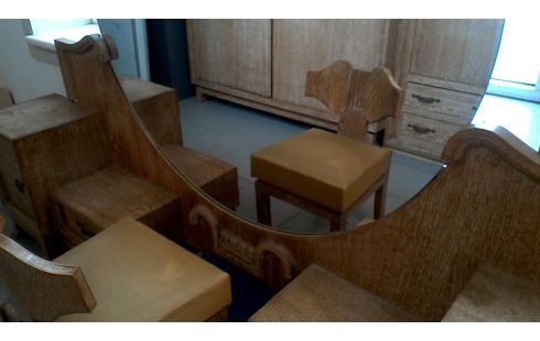 COMMODE, , MIROIR ART DECO. CERUSE GRAND 2 PORTES / 2 TIROIRS