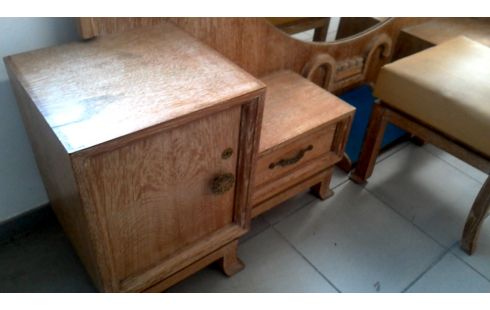 COMMODE, , MIROIR ART DECO. CERUSE GRAND 2 PORTES / 2 TIROIRS