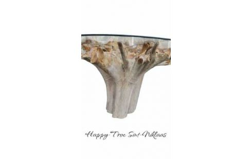 MESA DE COMEDOR REDONDO TECA HIELO