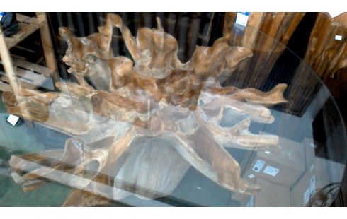 MESA DE COMEDOR REDONDO TECA HIELO