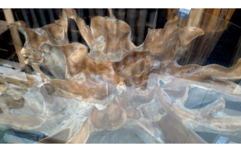 MESA DE COMEDOR REDONDO TECA HIELO