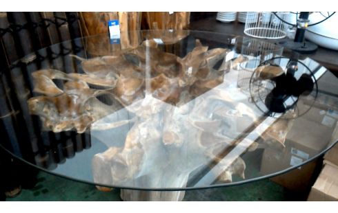 MESA DE COMEDOR REDONDO TECA HIELO