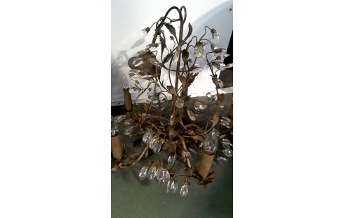 HÄNGELAMPE BRAUN METALL KRISTALL