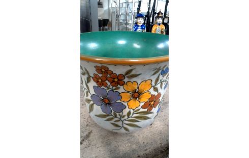 POT DE FLEURS VERTE ECRU FLEUR