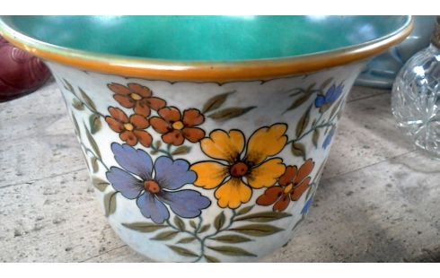 POT DE FLEURS VERTE ECRU FLEUR