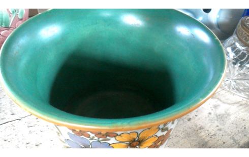 POT DE FLEURS VERTE ECRU FLEUR