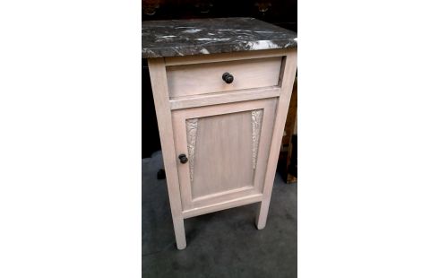NACHTKASTJE ART DECO 1 DEUR / 1 LADE CERUSE MARMER