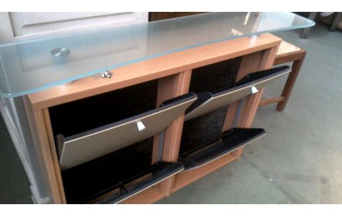 MEUBLE A CHAUSSURES A ABATTANTS FRENE LOOK NATTE GLACE